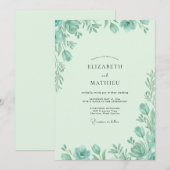 Invitation Mariage Feuillu à la Menthe (Devant / Derrière)