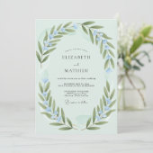 Invitation Mariage Feuillu à la Menthe et à l'Olive (Debout devant)
