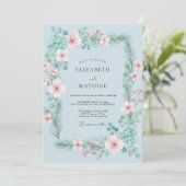 Invitation Mariage Feuillu à la Menthe Poudrée (Debout devant)