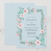Invitation Mariage Feuillu à la Menthe Poudrée (Devant / Derrière)