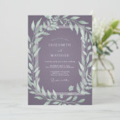 Invitation Mariage Feuillu à la Prune Poussiéreuse (Debout devant)