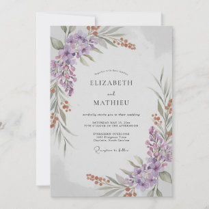 Invitation Mariage Feuillu à la Rouille de Lilas