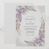 Invitation Mariage Feuillu à la Rouille de Lilas (Devant / Derrière)
