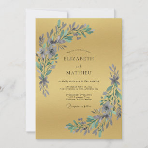 Invitation Mariage Feuillu à l'Infini avec Pervenche Dorée