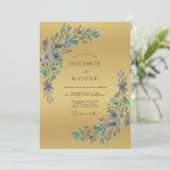 Invitation Mariage Feuillu à l'Infini avec Pervenche Dorée (Debout devant)