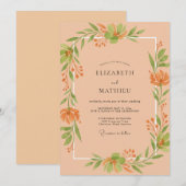 Invitation Mariage Feuillu Abricot (Devant / Derrière)