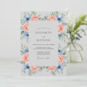 Invitation Mariage Feuillu Abricot Acier (Debout devant)