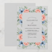 Invitation Mariage Feuillu Abricot Acier (Devant / Derrière)