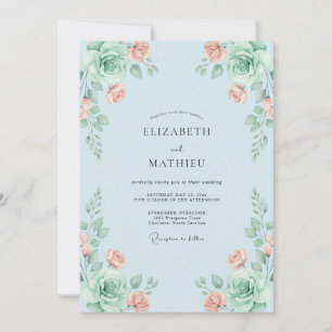 Invitation Mariage Feuillu Abricot Céleste