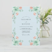 Invitation Mariage Feuillu Abricot Céleste (Debout devant)