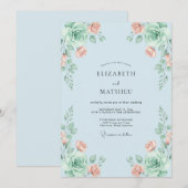 Invitation Mariage Feuillu Abricot Céleste (Devant / Derrière)