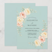 Invitation Mariage Feuillu Abricot Céleste (Devant / Derrière)