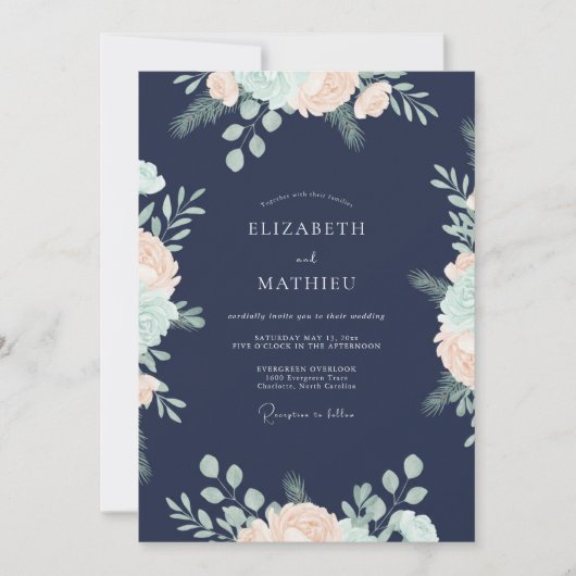 Invitation Mariage Feuillu Abricot de Minuit (Devant)