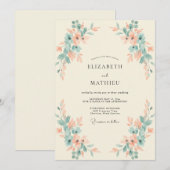 Invitation Mariage Feuillu Abricot Mousse (Devant / Derrière)