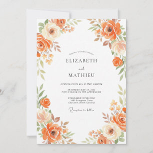 Invitation Mariage Feuillu Abricot Pêche
