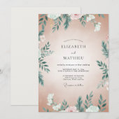 Invitation Mariage Feuillu Abricot Sarcelle (Devant / Derrière)