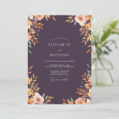 Invitation Mariage Feuillu Ambre Prune (Debout devant)