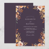 Invitation Mariage Feuillu Ambre Prune (Devant / Derrière)