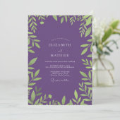 Invitation Mariage Feuillu Améthyste Éthéré (Debout devant)
