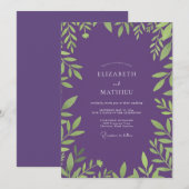Invitation Mariage Feuillu Améthyste Éthéré (Devant / Derrière)