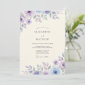 Invitation Mariage Feuillu Améthyste Mauve (Debout devant)