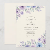 Invitation Mariage Feuillu Améthyste Mauve (Devant / Derrière)