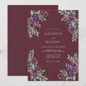 Invitation Mariage Feuillu Améthyste prune (Devant / Derrière)