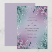 Invitation Mariage Feuillu Améthyste Sarcelle (Devant / Derrière)