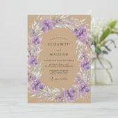 Invitation Mariage Feuillu Améthyste Tanné (Debout devant)