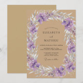 Invitation Mariage Feuillu Améthyste Tanné (Devant / Derrière)