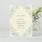 Invitation Mariage Feuillu Aqua Beurre (Debout devant)