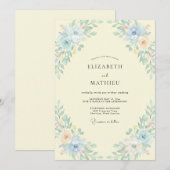 Invitation Mariage Feuillu Aqua Beurre (Devant / Derrière)