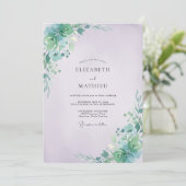 Invitation Mariage Feuillu Aqua et Pervenche (Debout devant)