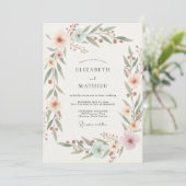 Invitation Mariage Feuillu Aqua Pêche (Debout devant)