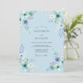 Invitation Mariage Feuillu Aqua Poudré (Debout devant)