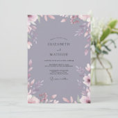 Invitation Mariage Feuillu Ardoise Mauve (Debout devant)