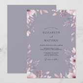 Invitation Mariage Feuillu Ardoise Mauve (Devant / Derrière)
