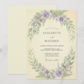 Invitation Mariage Feuillu au Beurre de Lavande (Devant / Derrière)