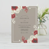 Invitation Mariage Feuillu au Café Crème Écarlate (Debout devant)