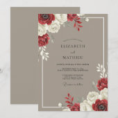 Invitation Mariage Feuillu au Café Crème Écarlate (Devant / Derrière)