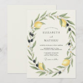 Invitation Mariage Feuillu au Citron et à l'Olive (Devant / Derrière)