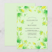 Invitation Mariage Feuillu au Citron et au Lime (Devant / Derrière)