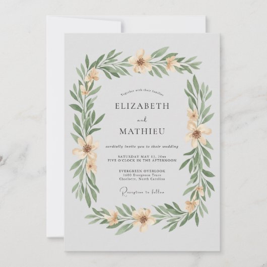 Invitation Mariage Feuillu aux Abricots Champagne (Devant)
