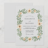 Invitation Mariage Feuillu aux Abricots Champagne (Devant / Derrière)