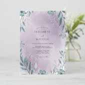 Invitation Mariage Feuillu aux Teintes Lilas (Debout devant)