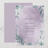 Invitation Mariage Feuillu aux Teintes Lilas (Devant / Derrière)