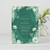 Invitation Mariage Feuillu aux Tons de Menthe et d'Émeraude (Debout devant)