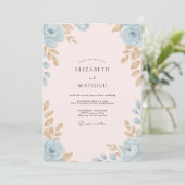 Invitation Mariage Feuillu Azur Champagne (Debout devant)