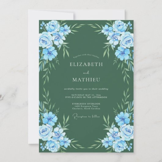 Invitation Mariage Feuillu Azure Forest (Devant)