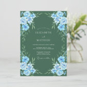 Invitation Mariage Feuillu Azure Forest (Debout devant)